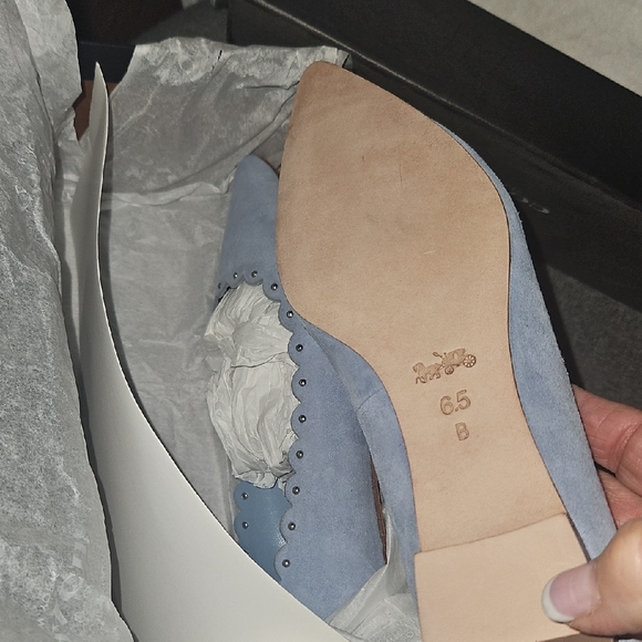 Coach Women's Light Blue Scalloped Loafers - Picture 5 of 11